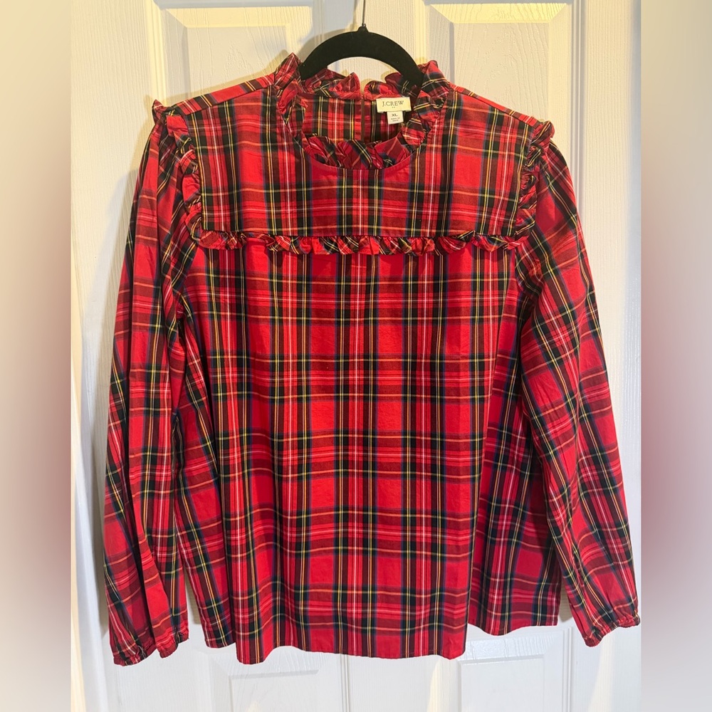 J. Crew Tartan Red Plaid Blouse